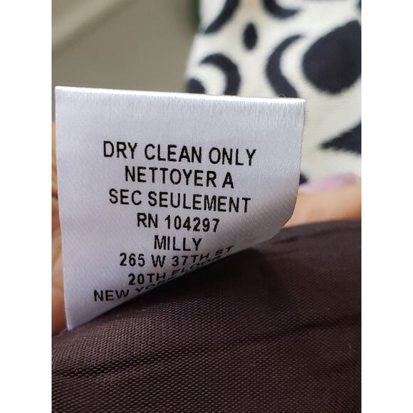 Milly Mini Skirts Womens Size 2 Cream Black Printed Lined Button Front Classic - Picture 7 of 10